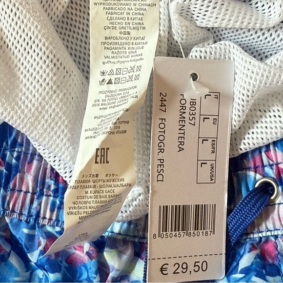NWT Calzedonia Blue Patterned Men’s Swim Trunks Size L - Picture 7 of 7